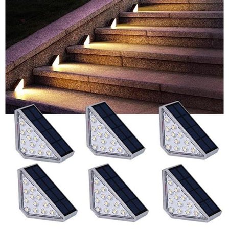 8-pakning solcelledrevne trappetrinnlamper – Triangel LED for vegg, gjerde & utendørsgang_OF
