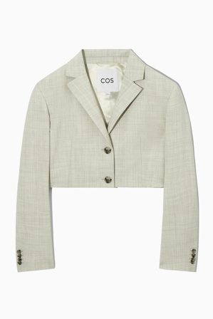 COS Women's Regular Cropped Wool Blazer in Beige