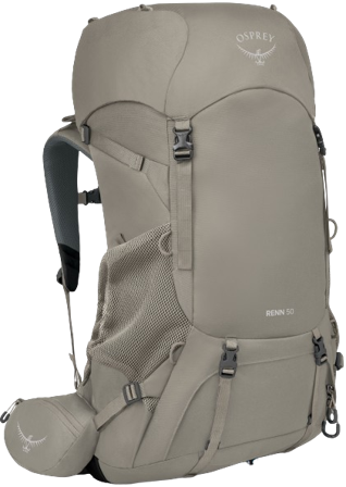 Osprey Renn 50 naisten reppu, Pediment Grey/Linen Tan - Vaellusreput