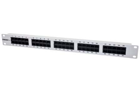 SYNERGY Patch Panel 50xTP, CAT3, ISDN, 19", Lichtgrau Synergy 21,