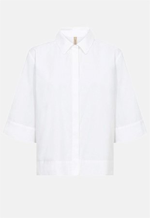 Soyaconcept - Stilren damskjorta med dolda knappar i hvid til damer i størrelse - Cellbes