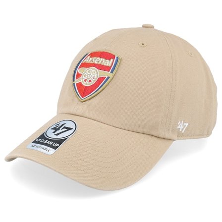 47 Brand - Football Beige unconstructed Caps - Arsenal 47 Clean Up Cap Khaki Dad Cap @ Hatstore