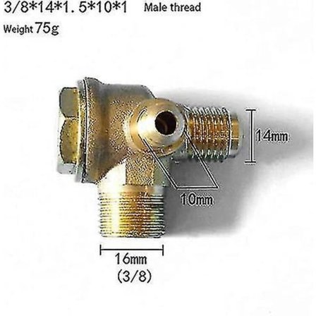 Kolmisuuntainen takaiskuventtiili suoraan ilmakompressoriin (uroskierre 3/8 X 14 mm X 0,3)