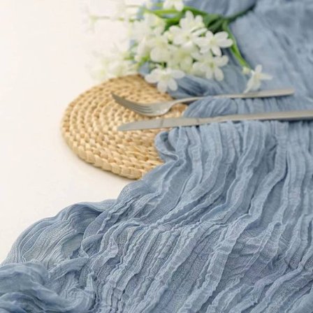 Bordløber af gaze, cheesecloth bordløber, bryllup bordløber