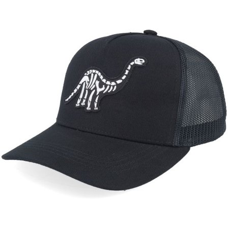 Kiddo Cap - Svart trucker Keps - Kids Brachiosaurus Skeleton Patch Black Trucker @ Hatstore