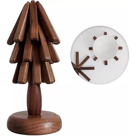 Tretreunderlag i tre for varme retter, for varme retter Tretreunderlag Sett Underlag for tekanne Varme gryter, Nkorporer kunst i livet ditt-WQ