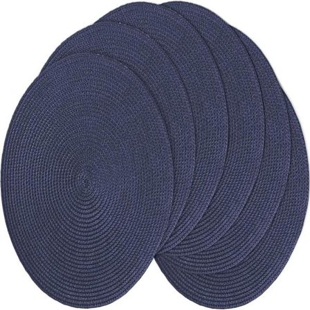 Runde dækkeservietter sæt med 6, 38 cm diameter, vævede varmebestandige vaskbare bordskånere til hjemmekøkken, spisebord, udendørs, fest, marineblå