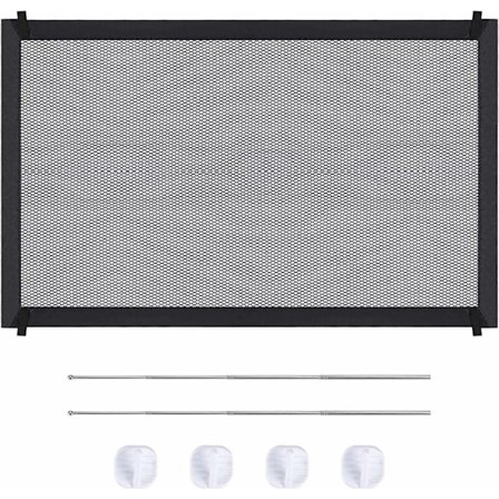 Magisk Hundegitter, Sikkerhedstrappegitter til Hunde med Kroge og Hårdere Stolper Sort 110 × 72cm