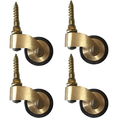 Massive Møbler Hjul af Solid Messing, Antik Stil Gummi Drejehjul, 25mm Hjuldiameter, 150kg Belastning, med Gevind