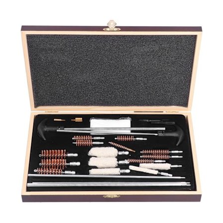 Universelt våbenrensningssæt med elektrisk vedligeholdelsesbørste Retro værktøjssæt til jagttilbehør Aluminiumsstang Trækasse 24 Woolly GK06
