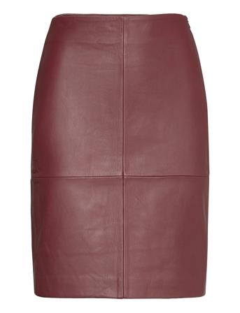 2Nd Cecilia - Classic Leather Knälång Kjol Röd 2NDDAY
