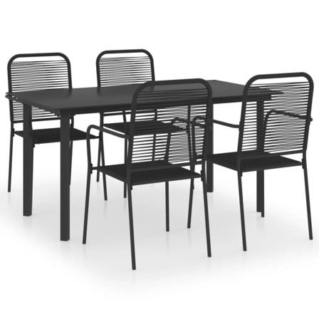 Vidaxl Matgrupp För Trädgården 5 Delar Svart Glas Och Stål Svart