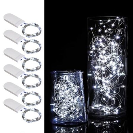 6-pack 1m mini LED Light Loop Battery-Powered Cold White