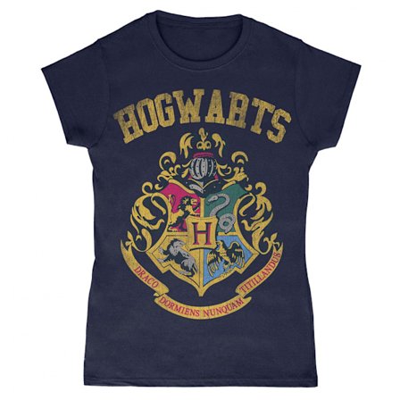 Harry Potter Dam/Dam Hogwarts Crest T-shirt XL Marinblå