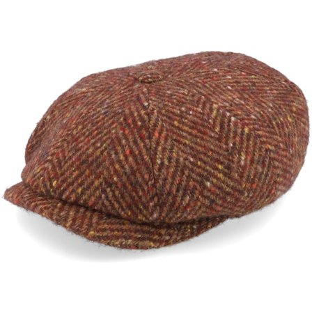Stetson - Brun traditionalbeanie Caps - Hatteras Herringbone Wv Autumn Red Flat Cap @ Hatstore