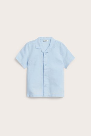 Kappahl | Kortermet skjorte i linblanding med resortkrage Lyseblå 128 | Lyseblå