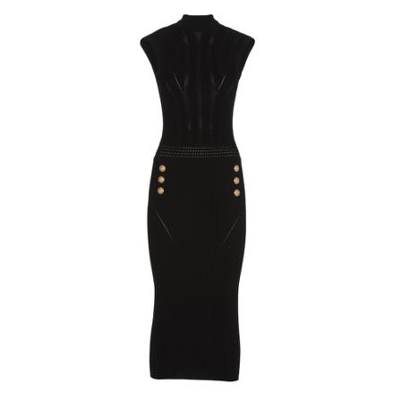 Balmain Midi Klänning svart, Dam, Dam, Storlek: S