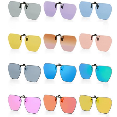 Womens Mens Rimless Clip-on Polarized Sunglasses Flip-up Glasses Clips J