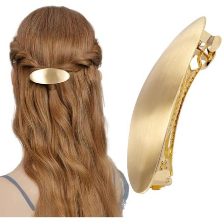 Oval hårklemme, vintage metalmateriale, stor størrelse - hårklemme til kvinder, hårnål