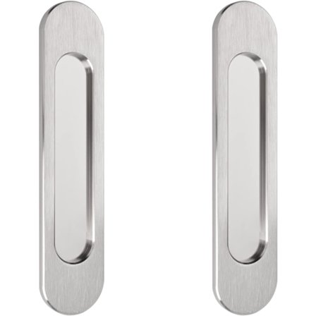 Set med 2 ovala självhäftande skjutdörrhandtag i borstad aluminiumlegering för skjutdörrar, fönster och skåp 18 cm