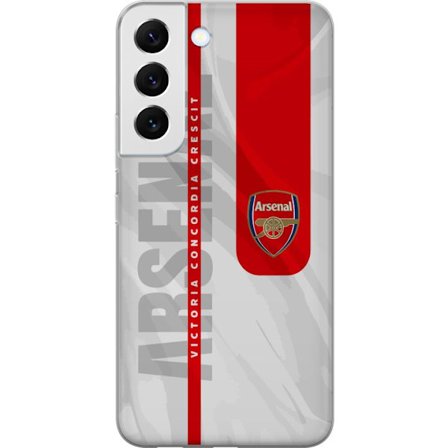 Yhteensopiva Puhelinkuori Samsung Galaxy S22 5G Arsenal FC logo juliste jalkapallo Premier League seura punainen valkoinen tausta Gunners jalkapallojo