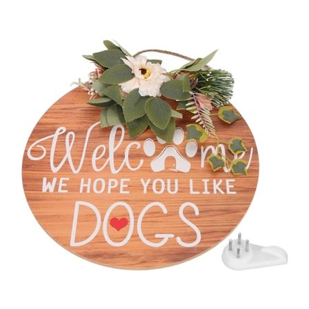 12 tum rund välkomstskylt för ytterdörr, hängande träskylt för ytterdörr, dekoration för entréer och spiselkransar