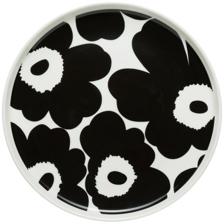 Marimekko Unikko tallerken, 20 cm, hvit/svart' - 'Hvit og sort
