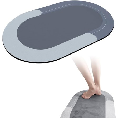 1 stk Bademåtte, Opgraderet Moderne Badeværelse, Superabsorberende Bademåtte, Hurtigtørrende Bademåtter, Diatoméjord Absorberende