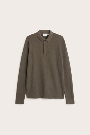 Kappahl | Strukturstickad polo shirt | Brunmelerad