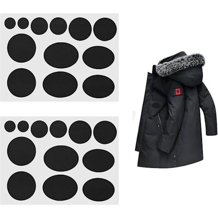 Dunjakke Reparationslap, 10 ark Dunjakke Reparation Sort Nylonstof Reparationslapper Selvklæbende Vaskbar Yderbeklædning Pufferjakke Reparationslapper