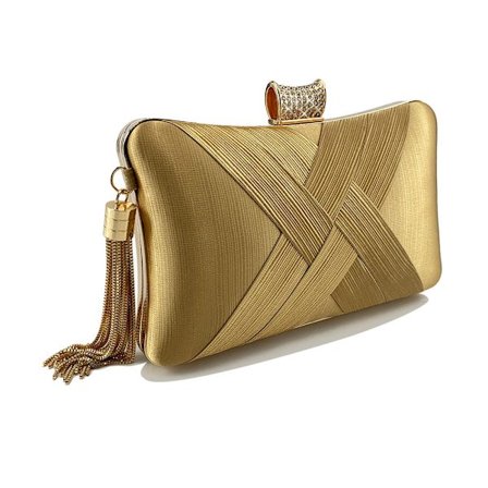 Damkväll Koppling Silke Fest Väska (Guld)
