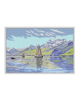 Kirjontapakkaus Taulu Näkymä järvelle, Vevey-Orchidea