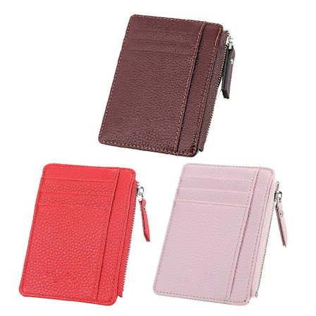 Kvinnors ultratunna case Armband Dragkedja Plånbok Liten och kompakt läderplånbok