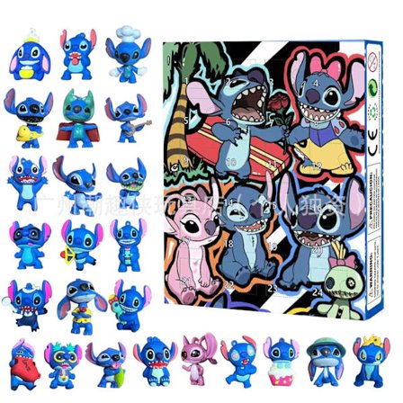 Stitch Figurer Lek Adventskalender Nedräkning Adventskalender för Barn, Pojkar & Flickor, Julklappar, Överrasknings Blind Boxes
