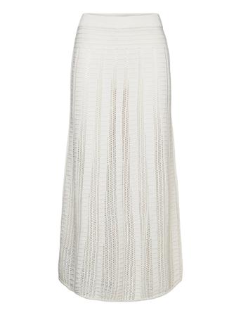 Knitted Skirt With Openwork Details Lang Nederdel White Mango