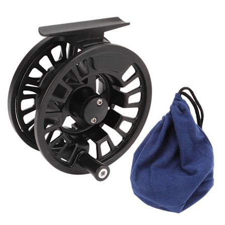 Fluestangssnelle i Aluminiumlegering Svart Fiskeutstyr med Oppbevaringspose for Høyre og Venstre Hånd