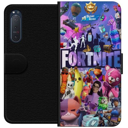 Kompatibelt Plånboksfodral till Sony Sony Xperia 5 II Fortnite kollage Victory Royale karaktärer skins byten färgglad Fortnite spel design