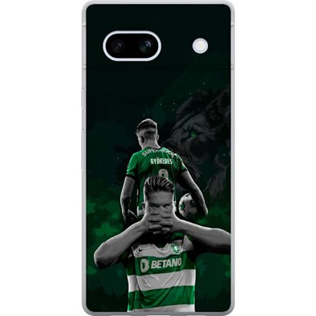 Yhteensopiva Puhelinkuori Google Pixel 7a Neonmotiivi, jossa teksti "Gaming is in my DNA" sinisenä ja punaisena tiiliseinällä, jossa loistava DNA-spir