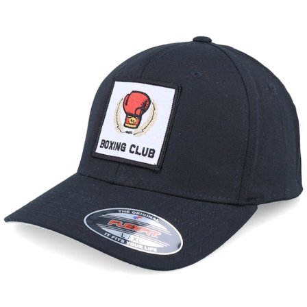 Bearded Man - Boxing Club Logo Black Flexfit Flexfit Black Cap - @ Hatstore