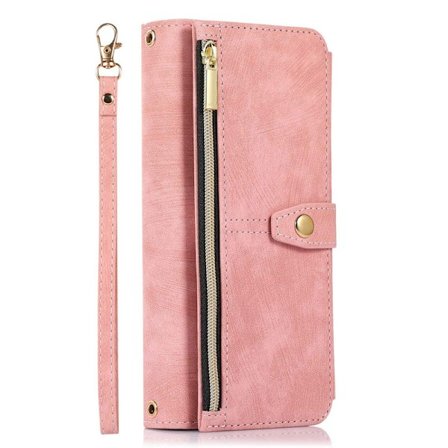 High Quality New Samsung Galaxy S23 Case, Zipper Flip Leather Rose Gold