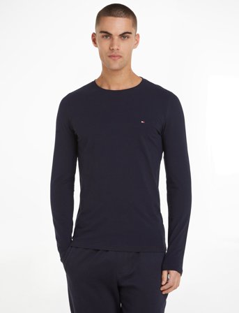 Tommy Hilfiger Stretch Slim Fit Long Sleeve Tee - Navy - S