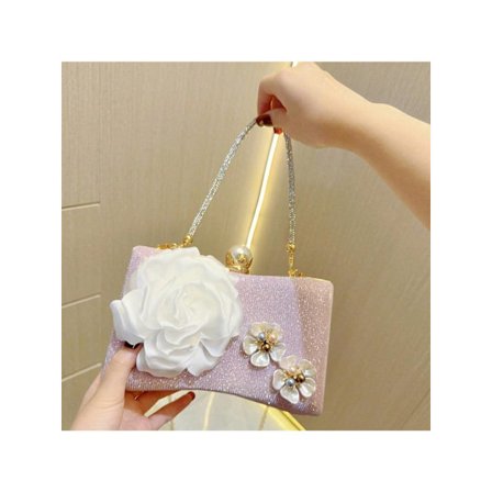 Kvinnors Aftonväska Med Blommönster, Färgglad Clutch Med Strass, Blommönster, Bröllopsväska, Axelväska Med Kedja