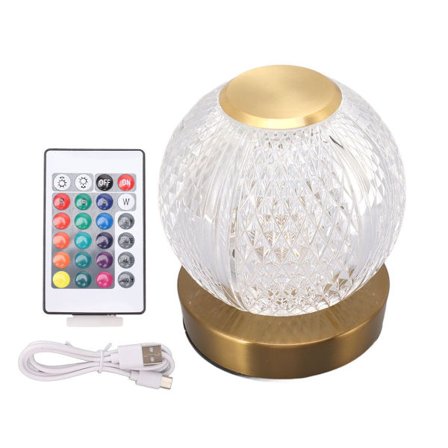 Romantisk bordlampe i 16 farver med fjernbetjening, sfærisk KLB