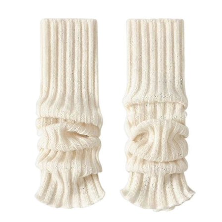 Beige Ribbade Benvärmare för Kvinnor - Mjuk Ullstickning för Dans, Fest, Sport & Yoga