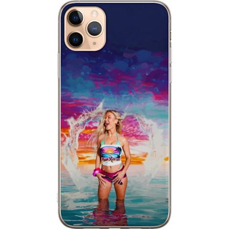 Kompatibel Mobilcover til Apple iPhone 11 Pro Max Blond kvinde i farverigt strandtøj, der leger i havet ved solnedgang