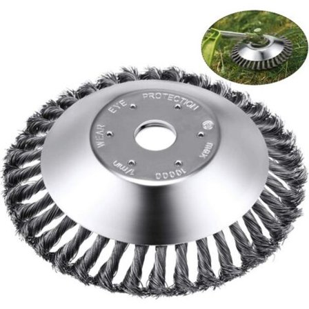 8 tommers ståltrimmerhode, metallbørstetrimmerhode, linjetrimmerhode, erstatningshode for hagebørste, for trimming