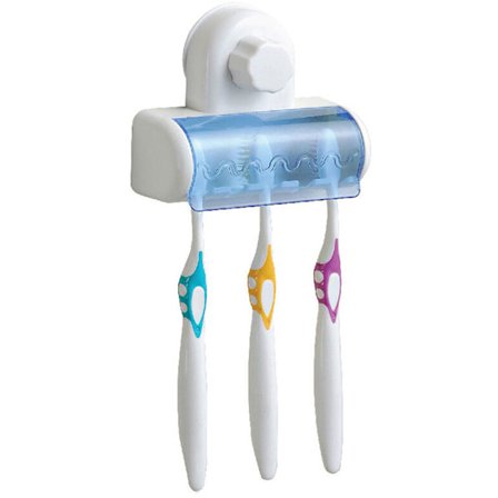 Kreativ tandborsthållare med fem sugkoppar, multifunktionell, tandborste hängande