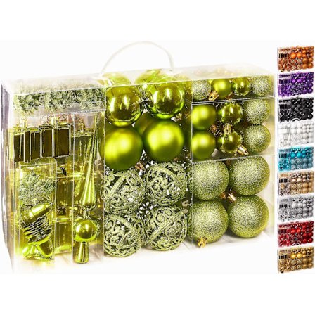 Brubaker 101-osainen joulukuulasetti puunhuippuun, purppura joulukuusen koristeet