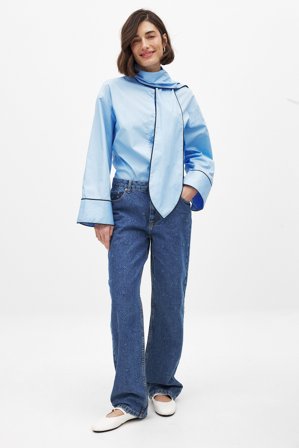 Handpicked x NA-KD - Jeans med broderi - Straight jeans - Blå - EU 38