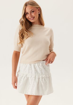 VILA - Viril S/S BOW DETAIL KNIT TOP - Super Light Natural Me Detail: